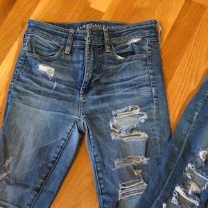 2 PAIRS OF AMERICAN EAGLE HIGH RISE JEGGINGS SZ 2